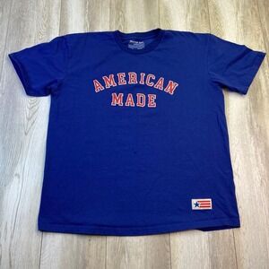 American Giant Shirt Mens 2XL Blue Graphic Cotton Short Sleeve USA Made *